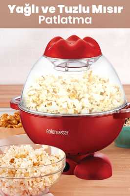 GoldMaster Patpat Geniş Hazneli Yağlı Yağsız Mısır Patlatma Pop Corn Makinesi GM-423B