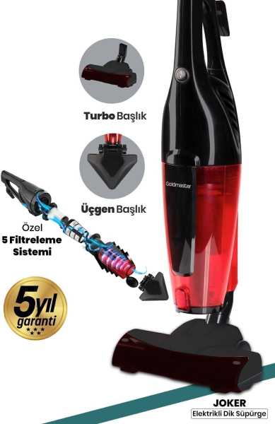 GoldMaster Joker Turbo Başlıklı 5 Özel Filtreli Cyclone Dikey Ve Elde Elektrikli Süpürge 5 Yıl Garantili GM7545R